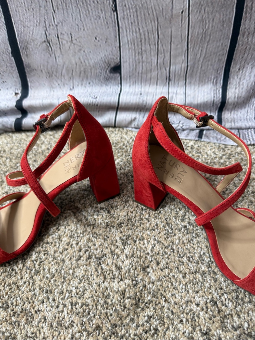 Naturalizer Red tiff Suede Strappy Heels with Ankle Buckle - Picture 4 of 10